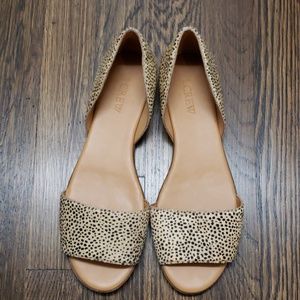 Jcrew Morgan Calfhair peep toe flats